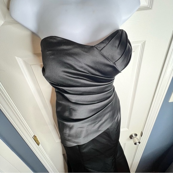 NWOT Bill Levkoff 4 Black Satin Strapless Lace Up Evening Gown Dress S Style 178 - Picture 9 of 16
